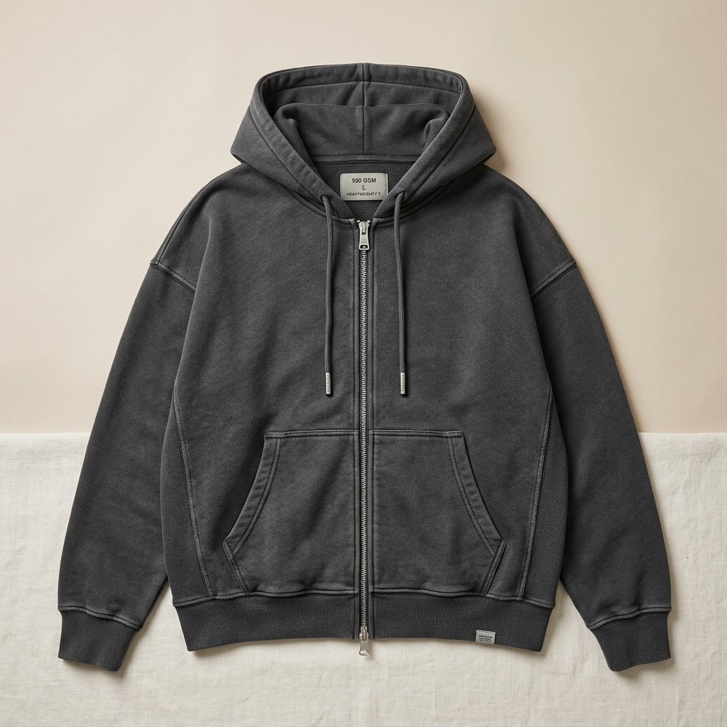 Two-Way Heavyweight Boxy Zip-Up